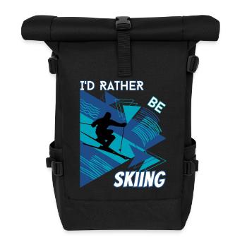 I'd Rather Ski - Ski Winter Sports Skier - Roll Top Backpack - black - Front