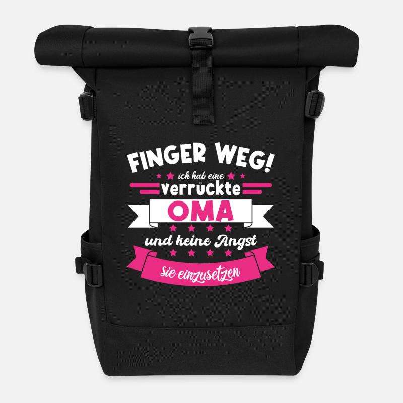 Verrückte Oma Finger weg lustiger Spruch Geschenk - Rolltop Rucksack - Schwarz