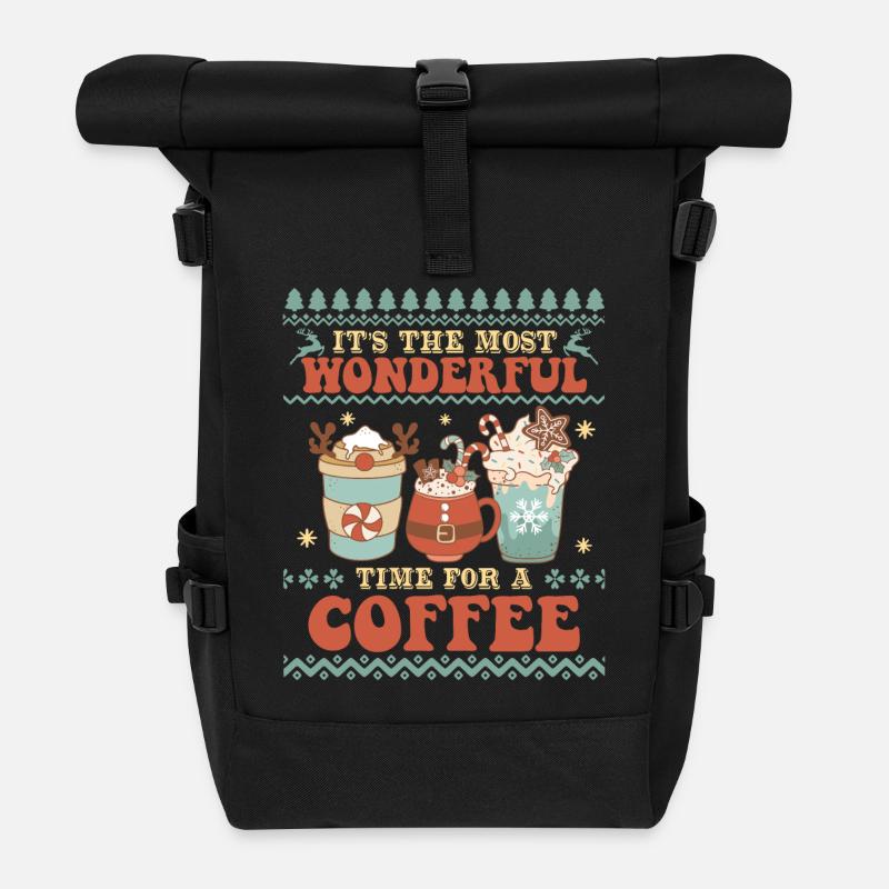 Hässlicher Weihnachtspullover - Rolltop Rucksack - Schwarz