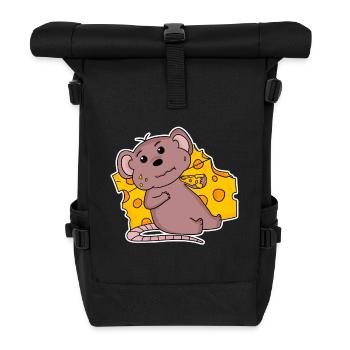 Mouse motif with cheese - Roll Top Backpack - black - Front