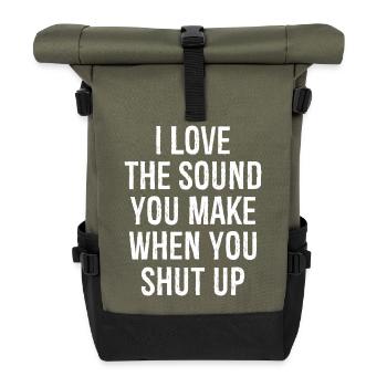 Ich liebe das Geräusch, das du machst, wenn du die Klappe hältst - Rolltop Rucksack - Olive/Schwarz - Vorne