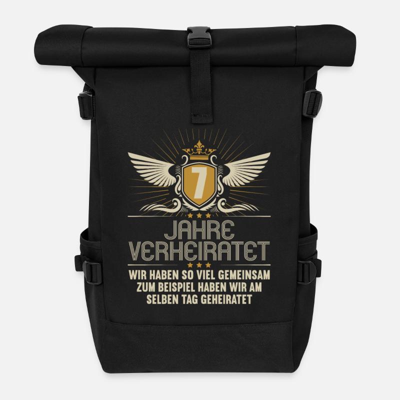 Wir haben viel gemeinsam 7.Hochzeitstag - Rolltop Rucksack - Schwarz