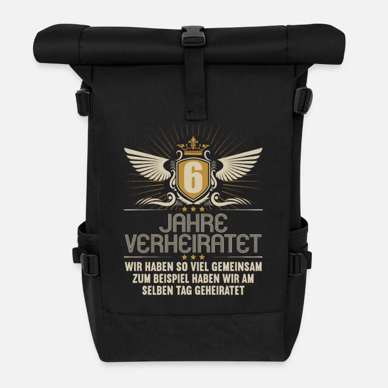 Wir haben viel gemeinsam 6.Hochzeitstag - Rolltop Rucksack - Schwarz