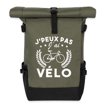 Ich kann kein Fahrrad haben - Rolltop Rucksack - Olive/Schwarz - Vorne