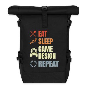 Eat Sleep Game Design Repeat - Rolltop Rucksack - Schwarz - Vorne