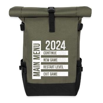 Main Menu Continue New Game Restart Level Exit - Roll Top Backpack - olive/black - Front