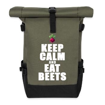 Keep Calm And Eat Beets Beetroot Graphic - Roll Top Backpack - olive/black - Front