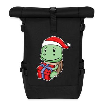 Tortue avec chapeau de Noël - Sac à dos roll top - noir - Devant