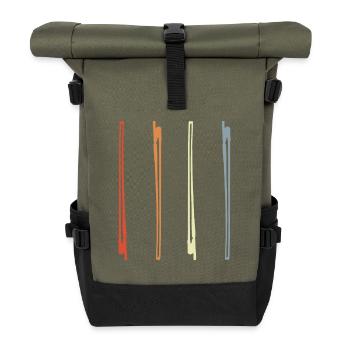 Dessin d’archet de violon - Sac à dos roll top - olive/noir - Devant