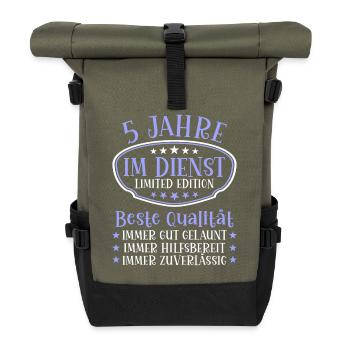 5 Jahre im Dienst 5 Jähriges Dienstjubiläum - Rolltop Rucksack - Olive/Schwarz - Vorne