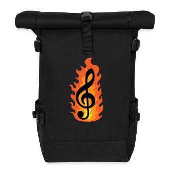 burning clef music musical note - Roll Top Backpack - black - Front