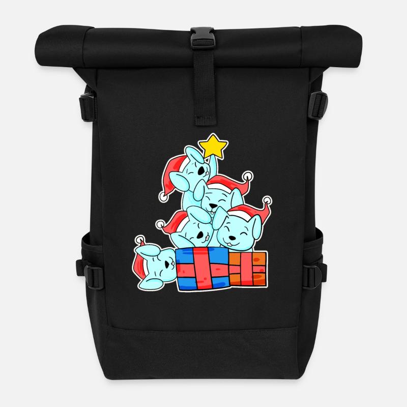 Kaninchen Weihnachtsbaum Weihnachten - Rolltop Rucksack - Schwarz