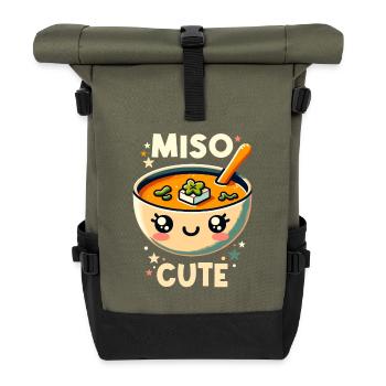 Miso Soup Enthusiasts Delight with Kawaii Miso - Roll Top Backpack - olive/black - Front
