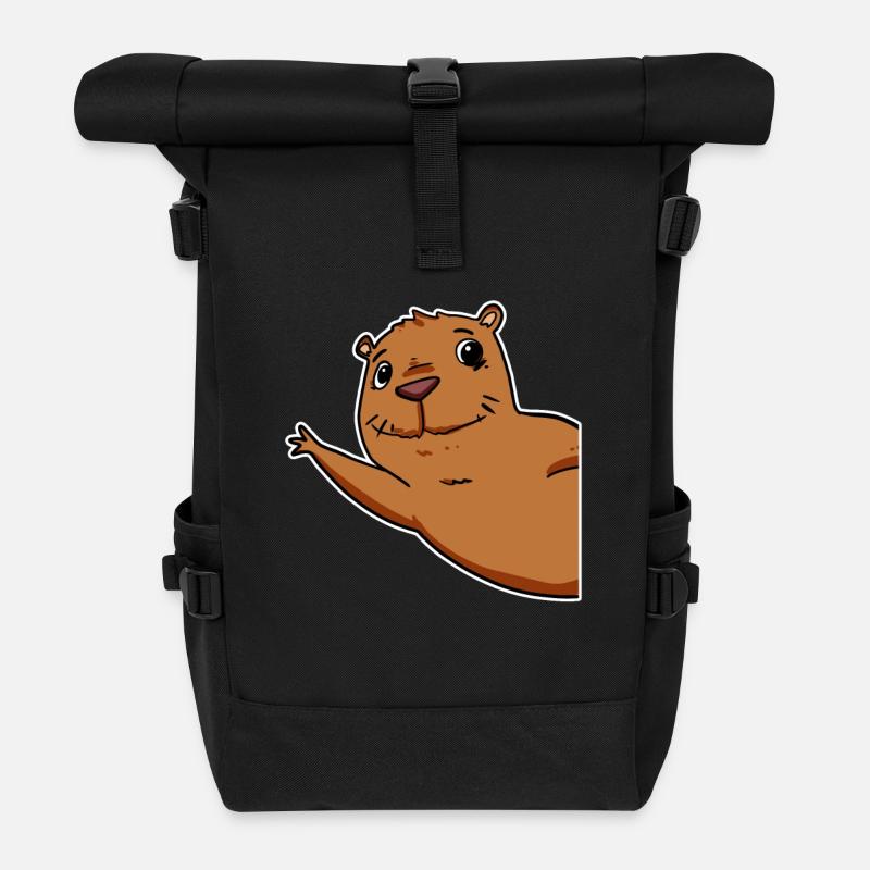 Capybara Wasserschwein - Rolltop Rucksack - Schwarz