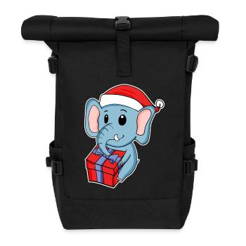 Éléphant avec chapeau de Noël - Sac à dos roll top - noir - Devant