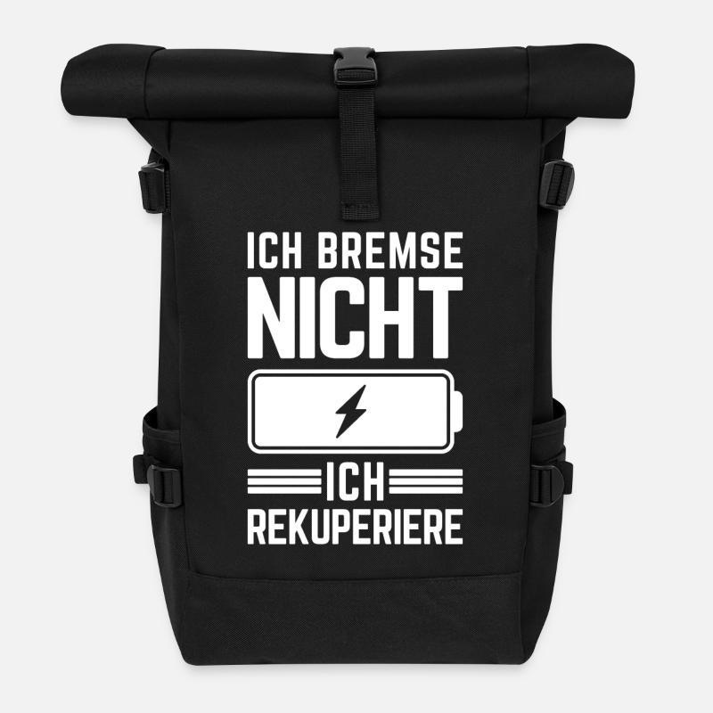 Ich Bremse nicht ich rekuperiere E-Auto Elektro - Rolltop Rucksack - Schwarz