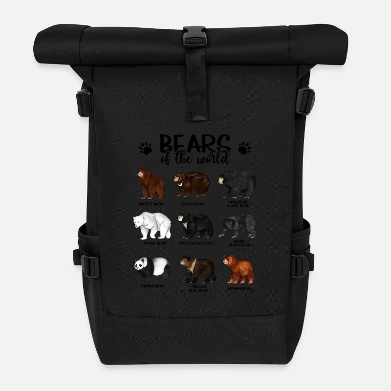 Bären der Welt - Bären - Rolltop Rucksack - Schwarz