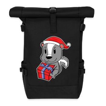 Skunk avec chapeau de Noël - Sac à dos roll top - noir - Devant
