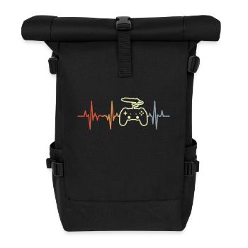Game Design Herzschlag - Rolltop Rucksack - Schwarz - Vorne