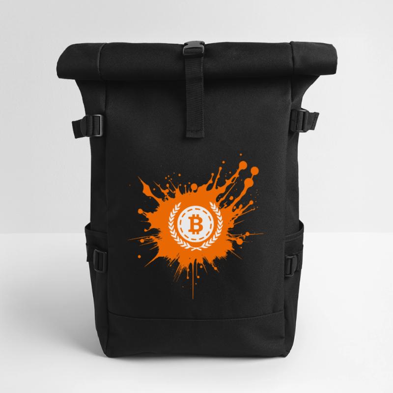 Bitcoin Crypto Cryptocurrency Splash Roll Top Backpack