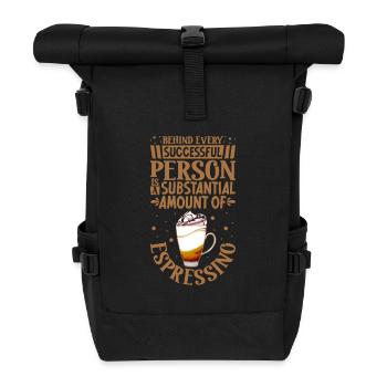Erfolgreich nur mit Espressino - Rolltop Rucksack - Schwarz - Vorne