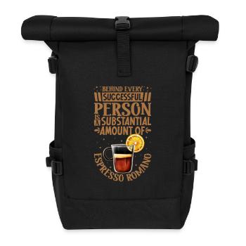 Erfolgreich nur mit Espresso Romano - Rolltop Rucksack - Schwarz - Vorne