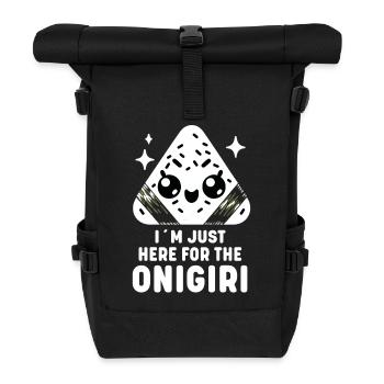 Adorable Kawaii Onigiri Japanese Rice Balls - Roll Top Backpack - black - Front