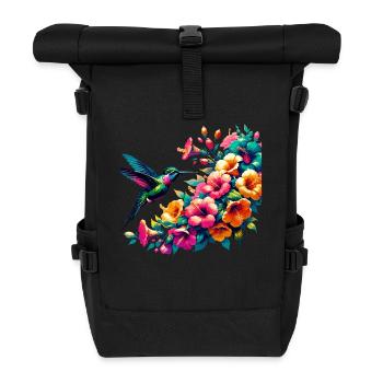 Colibri et Hibiscus fleur Art - Sac à dos roll top - noir - Devant