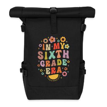 In My Sixth Grade Era 6th Grade Groovy Vintage - Roll Top Backpack - black - Front