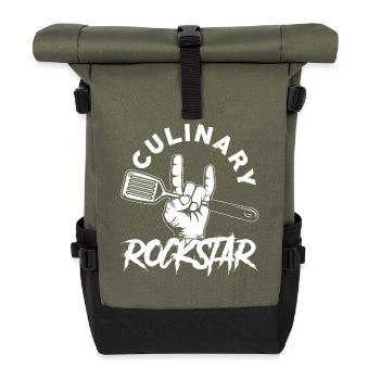 Chef Koch Kulinarik Küche Kochen - Rolltop Rucksack - Olive/Schwarz - Vorne