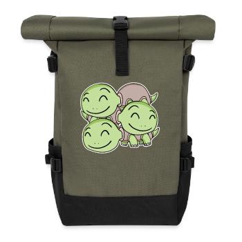Motif de tortue - Sac à dos roll top - olive/noir - Devant