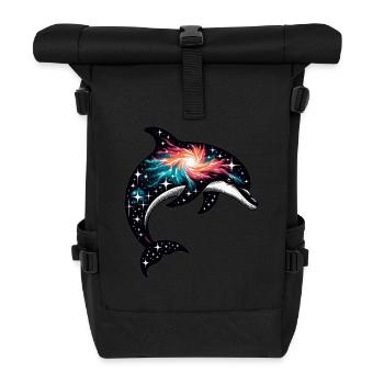 Dolphin Space Galaxy Universe - Roll Top Backpack - black - Front