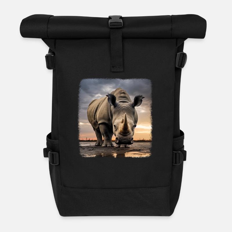 Nashörner realistic Nashorn - Rolltop Rucksack - Schwarz