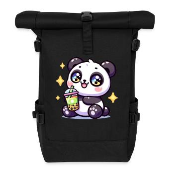 Panda Bubble Tea Boba Kawaii - Roll Top Backpack - black - Front