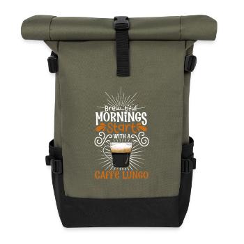 Good morning with Caffè Lungo - Roll Top Backpack - olive/black - Front