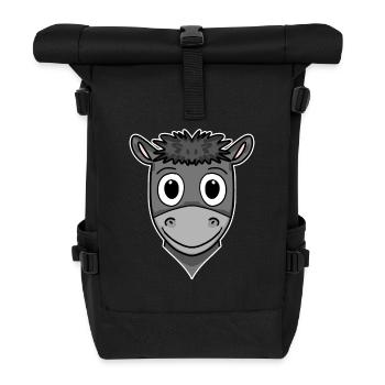 Donkey Animal Head Animal Head Donkey Head - Roll Top Backpack - black - Front