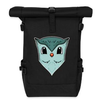 Owl, Animal Head, Animal Head - Roll Top Backpack - black - Front
