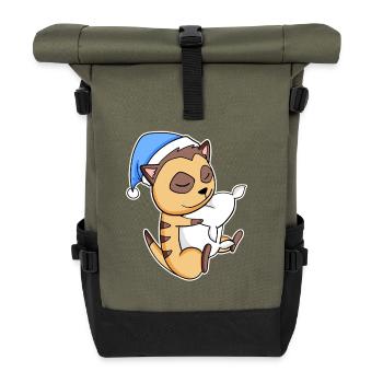 Suricate avec oreiller et bonnet somnolent - Sac à dos roll top - olive/noir - Devant
