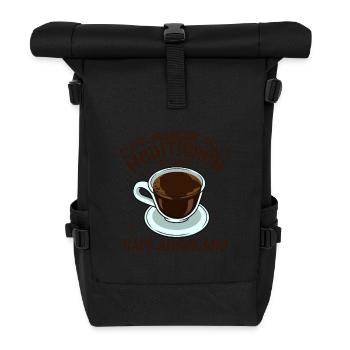 Meditieren und Café Americano - Rolltop Rucksack - Schwarz - Vorne