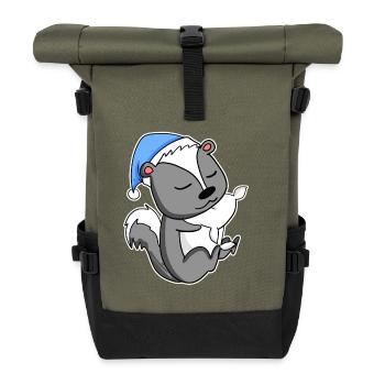 Skunk avec oreiller et bonnet somnolent - Sac à dos roll top - olive/noir - Devant