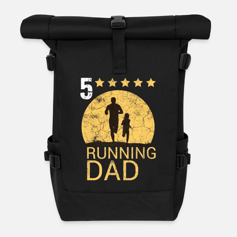 Running Dad Läufer Dad Trail Running - Rolltop Rucksack - Schwarz