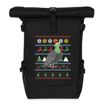 Ugly Christmas Pigeon - Roll Top Backpack - black - Front