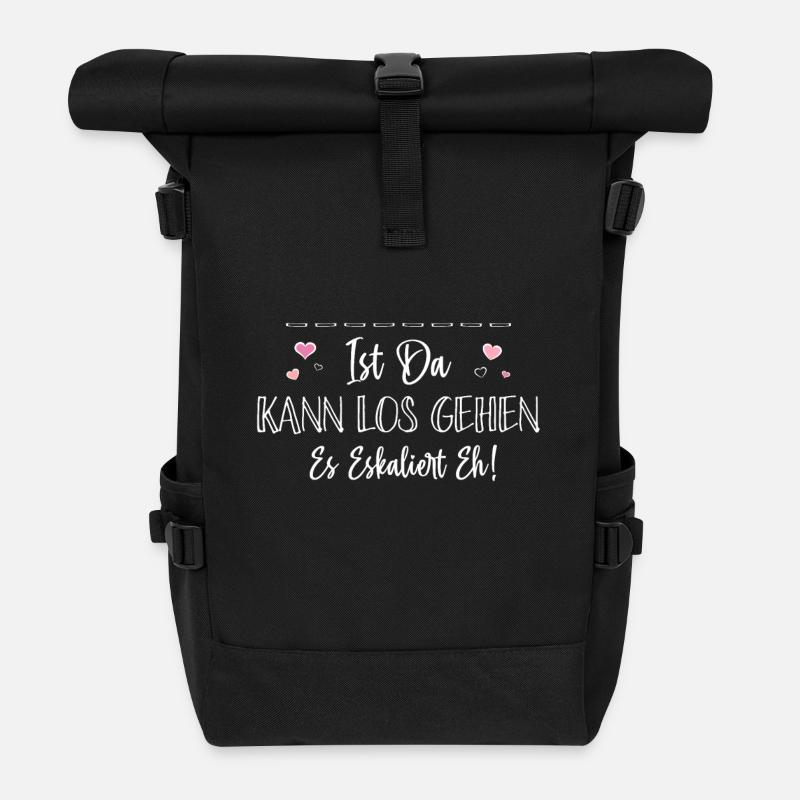 Bin Da Kann Los Gehen Personalisierbar Name Namen - Rolltop Rucksack - Schwarz