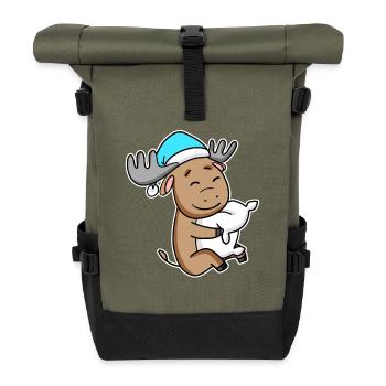Orignal avec oreiller et bonnet somnolent - Sac à dos roll top - olive/noir - Devant