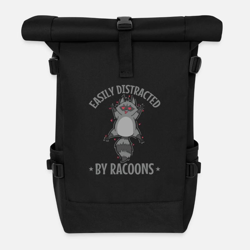 Facilement distrait par les ratons laveurs Kleintier - Sac à dos roll top - noir