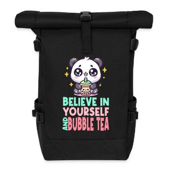 Kawaii Panda Bubble Tea Boba Drink Thé au lait Asiatique - Sac à dos roll top - noir - Devant