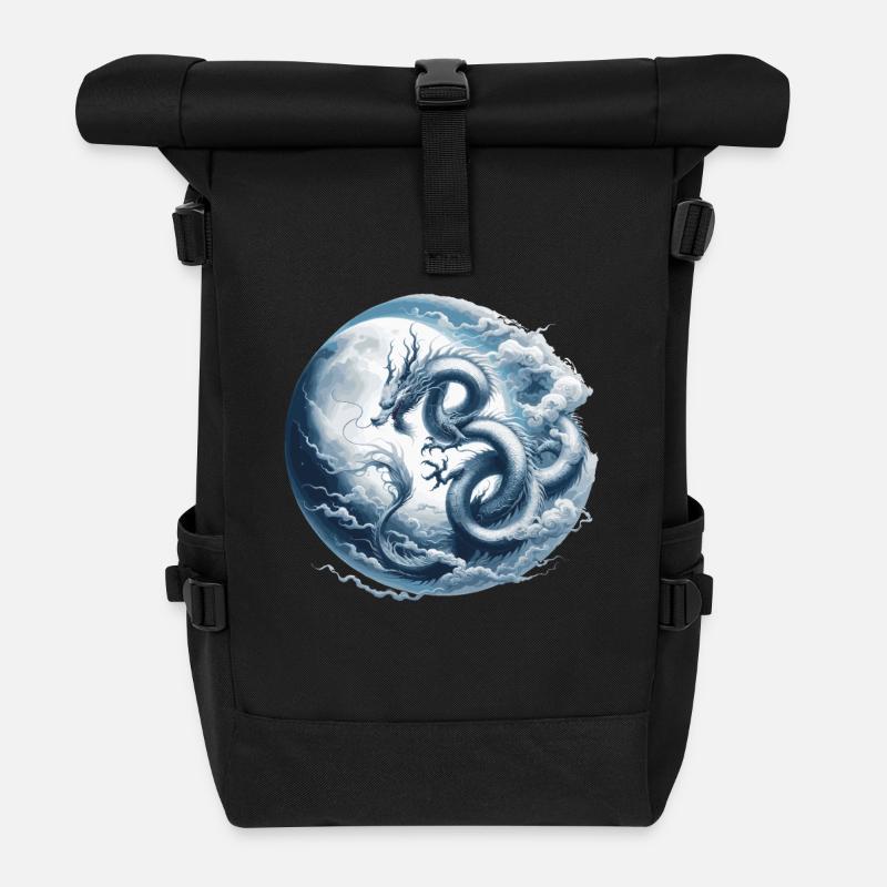 Drachenmond Chinesisches Drachen-Tierkreiszeichen - Rolltop Rucksack - Schwarz