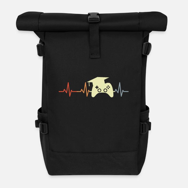 Spielprogrammierer Herzschlag - Rolltop Rucksack - Schwarz