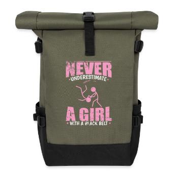 Never underestimate a Black Belt Girl Aikido - Rolltop Rucksack - Olive/Schwarz - Vorne