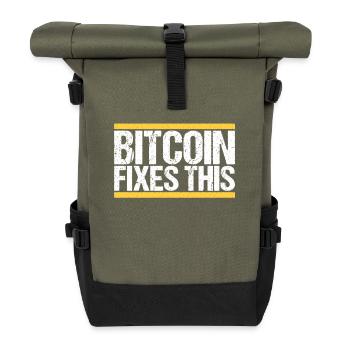 Bitcoin Fixes this - Roll Top Backpack - olive/black - Front